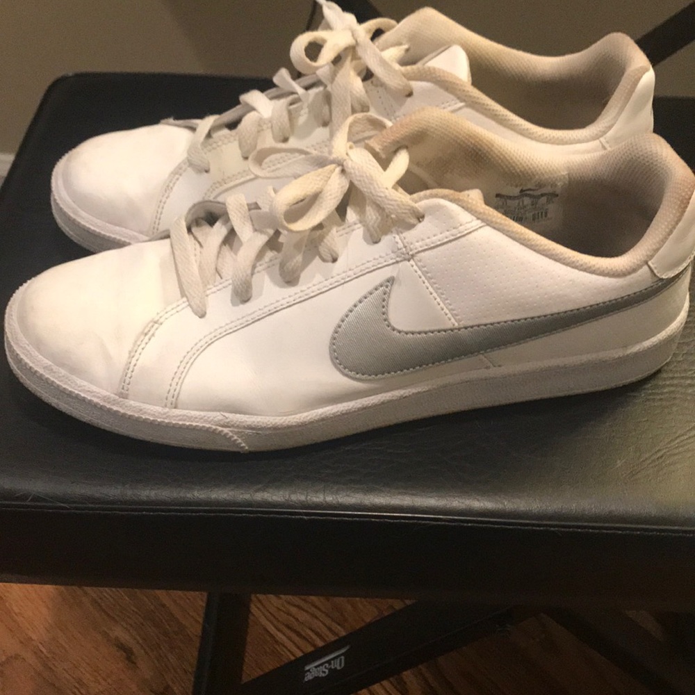 White leather Nike silver swoosh size 11